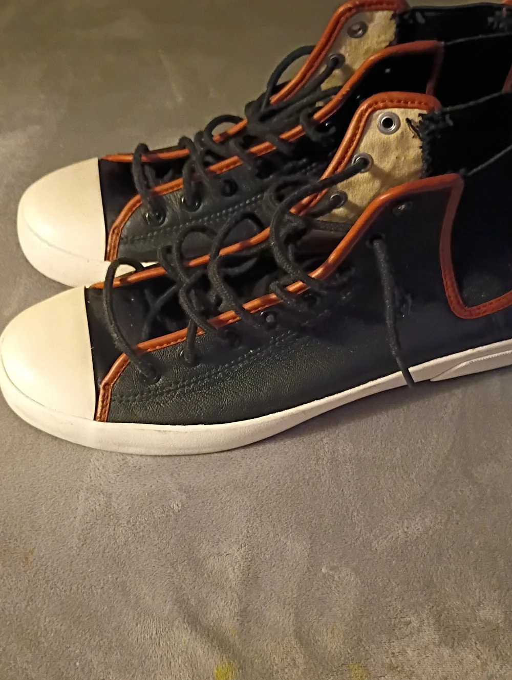 Men's  Polo Chealsea Black High-Top Sneakers with Brown Trim